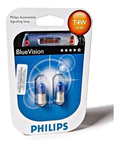 Lampara T4w Philips 12v 4w Blue Vision X 2