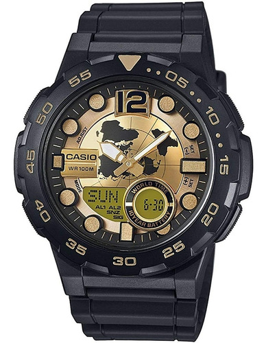 Reloj Casio Aeq100bw-9a Hombre Caucho Telememo Cronómetro
