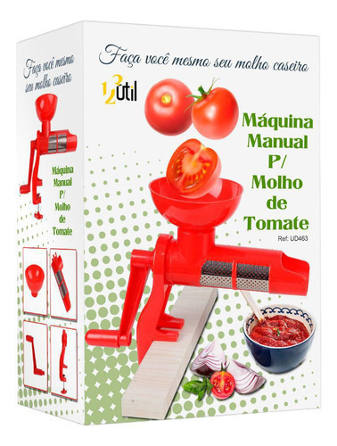 Moedor De Tomate Manual Caseiro Vermelho Para Boas Receitas