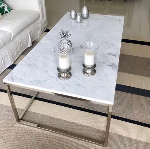 comprar Mesa Ratona Mármol Carrara Y Cromada - Carrara Design