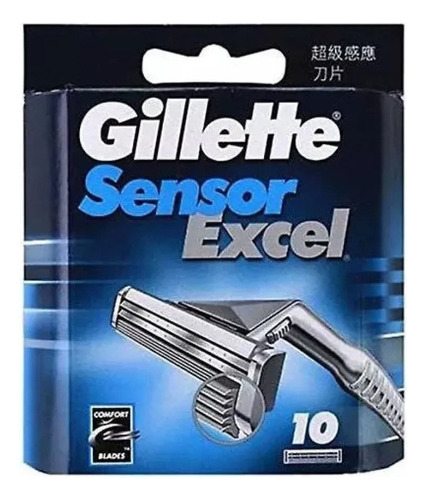 Lâminas Para Barbear Gillette Sensor Excel - Pacote De 10