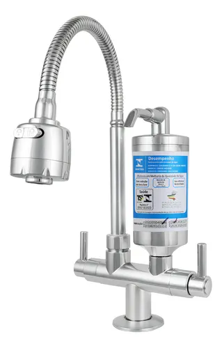 Torneira Com Filtro Cozinha Para Pia Bancada Mesa Flexível Móvel Em Abs Cromado Filtro Carbon Block Purificador De Agua Dazie Metais