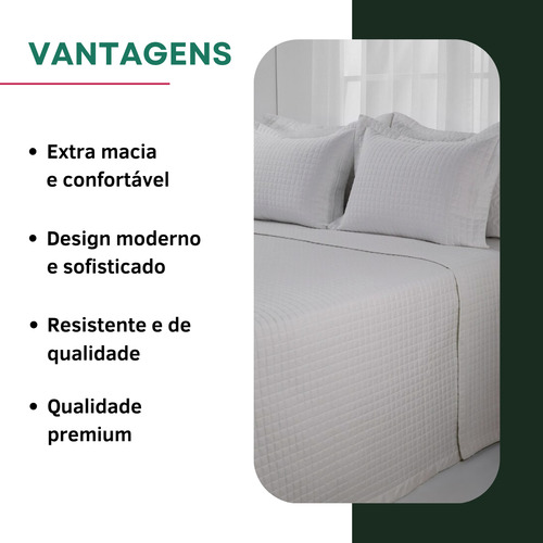 Cobre Leito C/ Porta Travesseiros Casal Padrão Matelado 3 Peças Dupla Face 400 Fios Toque Macio Premium Branco