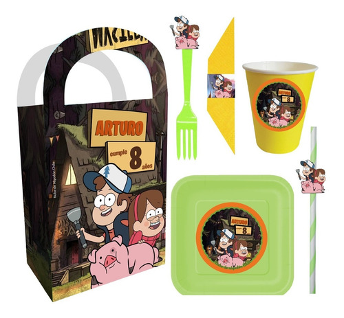 Cotillón Gravity Falls Cumpleaños Personalizado Niños