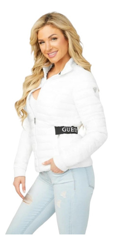 Parka Guess Falcón Jacket Mujer Blanco Impermeable Ultra Liviana