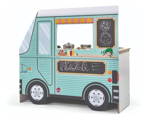Camión De Comida Y Cocinita De Madera Infantil 2 En 1 Plum