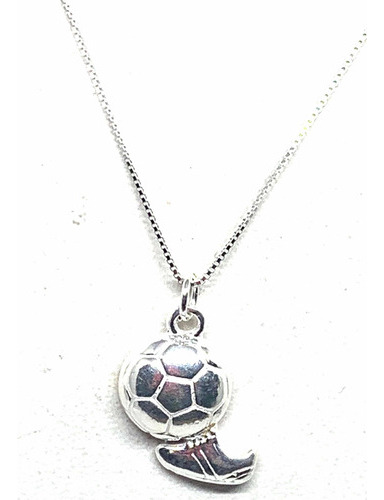 Collar Cadena Veneciana Y Dije Pelota Botín Fútbol Plata 