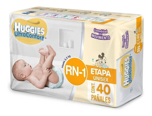 Huggies Ultraconfort Pañal Desechable Etapa Rn-1 Unisex 40p Género Sin género Talla Recién nacido (RN)