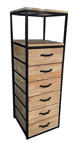 Imagen 1 de 3 de Mueble Guardado Cómoda Cajonera Industrial 6 Cajones Placard