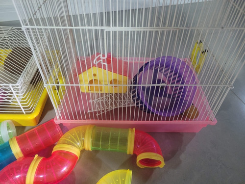 Gaiola Hamster Completa Grande + Gaiola Pequena + Tubos E ++