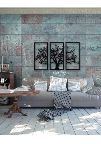 Imagen 2 de 4 de Tríptico Arbol De La Vida En Madera Calada 1,20 X 90 Cmts