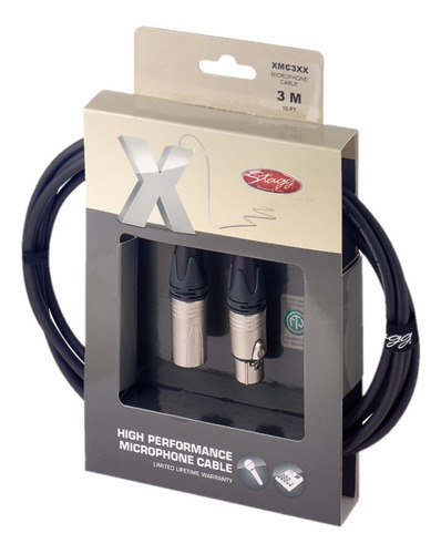 Cabo De Microfone Stagg Balanceado Xlr + Xlr 3 Metros Xmc3xx