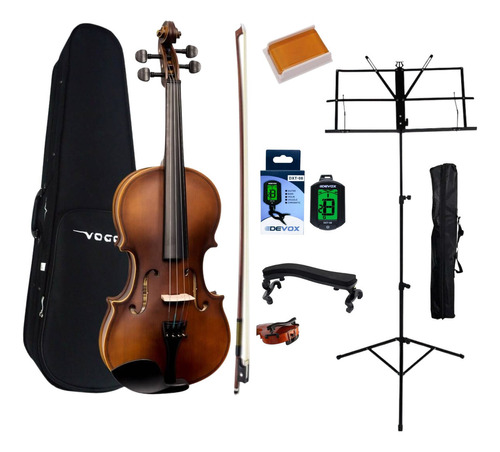 Violino Vogga 3/4 - 4/4 Completo + Afinador + Estante + Esp Cor Fosco Tamanho 3/4