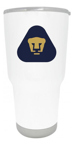 Vaso Termo Acero Inoxidable Pumas Unam Frío Y Caliente 900ml Color Blanco Liso