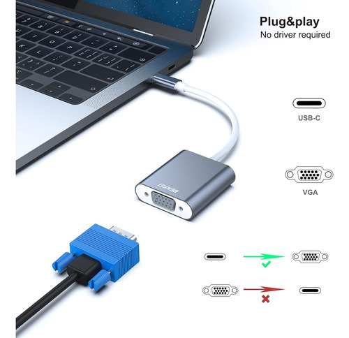 Benfei Adaptador Usb C A Vga, Adaptador Thunderbolt 3/4 A...