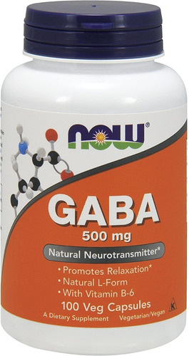  Gaba 500mg, Now 100 Capsulas Vegetales.