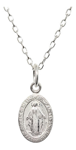  Collar Medalla Virgen Rayos Pequeña Plata Fina 925