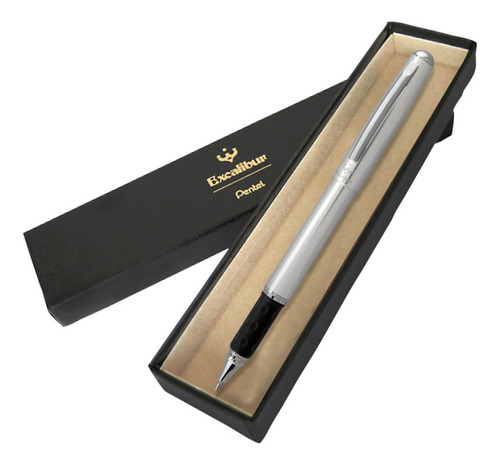 Bolígrafo Pluma Tinta Gel Pentel Excalibur Rx15 Color Mate Color De La Tinta Negro Color Del Exterior Plateado