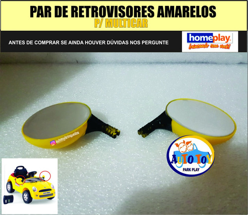 Retrovisores Amarelos Para Multicar - Homeplay (1 Par )