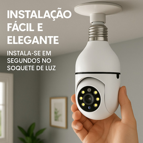 Camera Lampada Wifi Seguranca 360 Panoramica Sd App Pix Link