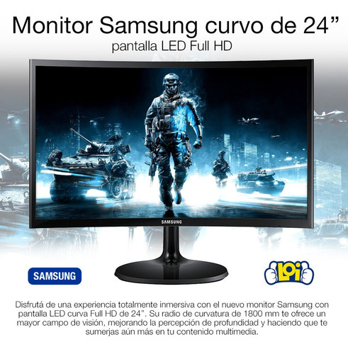 Monitor Curvo Samsung F390 24' Full Hd Gtía 3 Años Loi