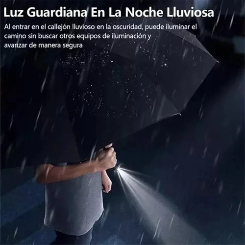 Banna Negro Paraguas Plegable Automático, Antiviento, Luz Led, Abrir Y Cerrar Automático, Robusto Ligero Resistente, , Adultos, Hombres Y Mujeres, Grande Con 12 Varillas