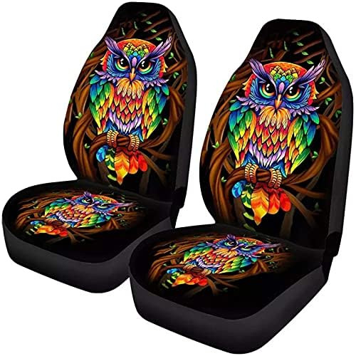Galaxy Owl Car Seat Cover Mujeres Y Hombres, 2 Paquetes...