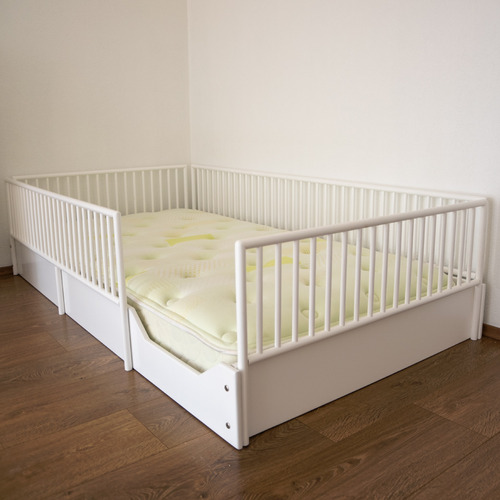 Cama Cuna Para Bebe De Madera En 7 Colores Mate Individual Color Gris Claro