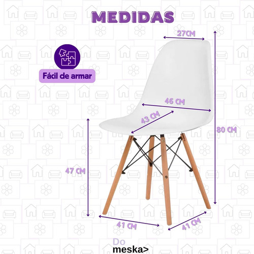 Set 6 Sillas Eames Minimalista Para Jardin Salas Comedor