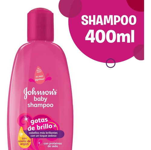 Shampoo Johnson's Baby Gotas de Brillo de aceite de argán en botella de 400mL por 1 unidad