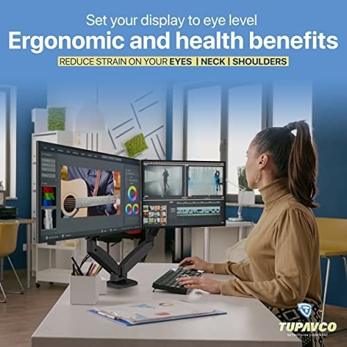 Imagen 3 de 5 de Tp1706 Soporte Monitor Resorte Ga Brazo Movimiento Giro