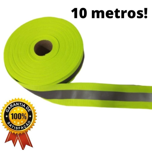 Faixa Refletiva Para Uniforme Verde Limão 10 Metros X 5cm