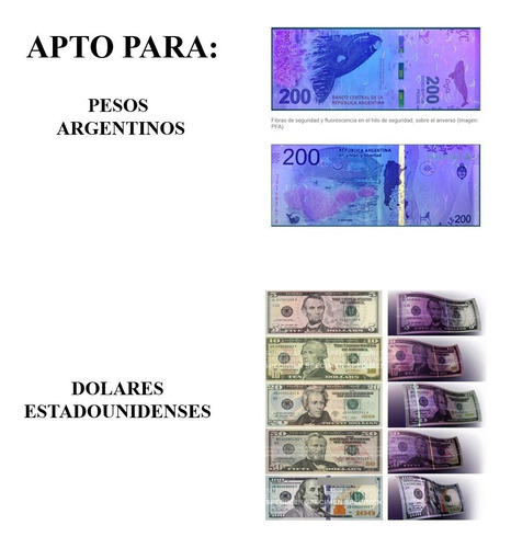 Imagen 3 de 10 de Detector Billetes Falsos Luz Violeta Maquina Detectora 220v