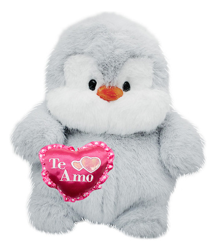 Peluche De San Valentin Pingüino Con Corazon Te Amo Color Te Amo Rosa