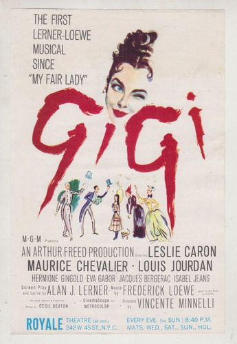 1958 Cine Flyer Del Film Gigi Royal Theatre New York Vintage