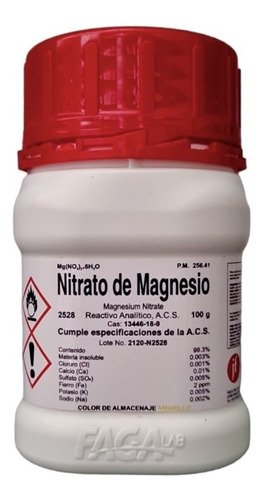 Nitrato De Magnesio R. A. De 100 G Fagalab
