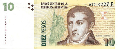 Bottero 3444 $ 10 Conv Tirada Corta Serie P F5 Unc Palermo