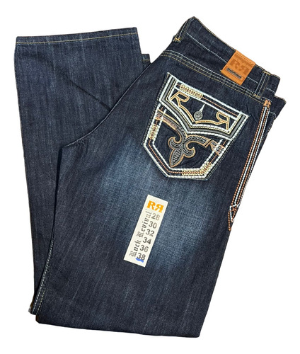 Pantalon Mezclilla Hombre Bordado Grueso Rock Reviv