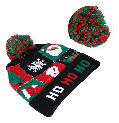 Gorro Tejido Abrigado De Invierno Con Diseño Navideño