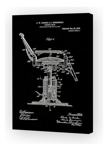 Cuadro Canvas Barberia Patente Silla Peluquero Barbero P1