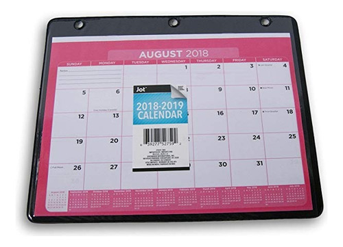 Calendario 3 Anillo Escuela Binder - 2018-2019 (rosa)