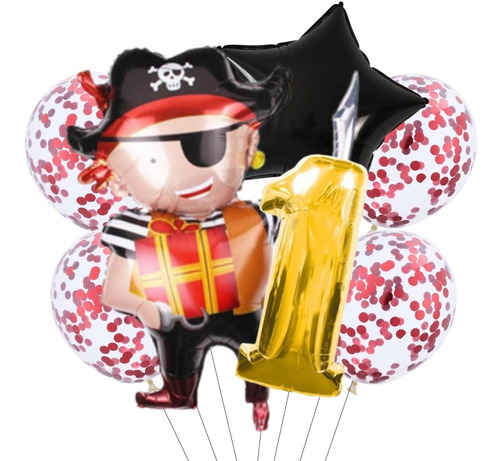 Set Globos Metalizados Pirata Capitán Figura Cumpleaños