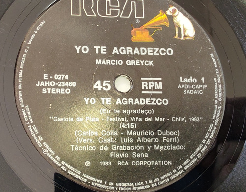 Vinilo Single Marcio Grey Yo Te Agradezco 