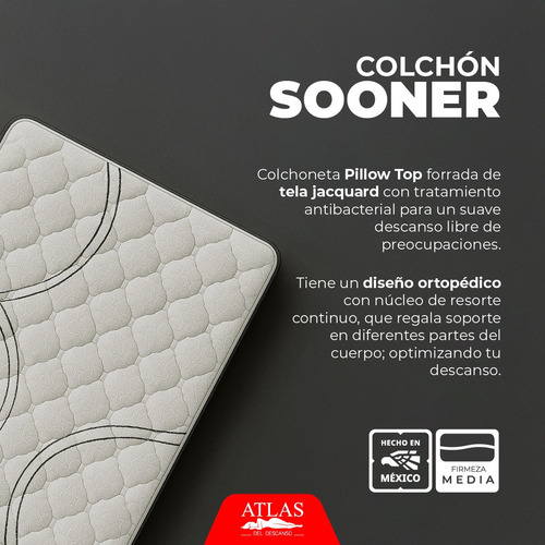 Colchón Queen Size Atlas Sooner + 2 Almohadas Spring Air