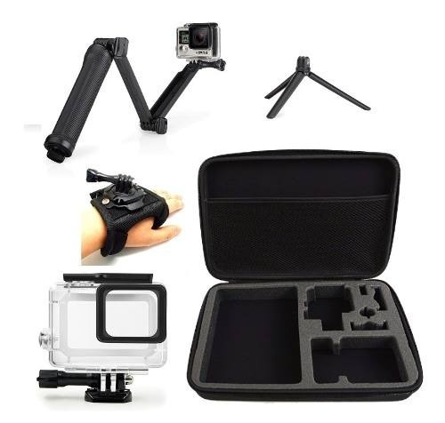 Kit Gopro 3 Way Hero 5 6 Estanque Luva 360º Estojo Grande
