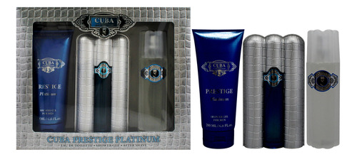 Set De Regalo Perfume Cuba Prestige Platinum De 3 Piezas Par