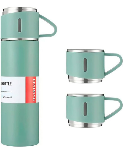 Botella Tipo Termo , De Acero Inoxidable, Con Tazas.