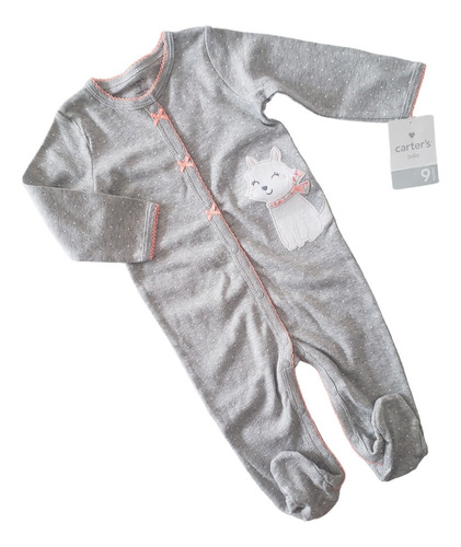 Pijama Enterito Carters Algodón Beba 9 Meses Gris Perro