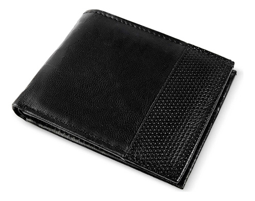 Cartera Andrea Para Hombre Ligera Con Textura Negro