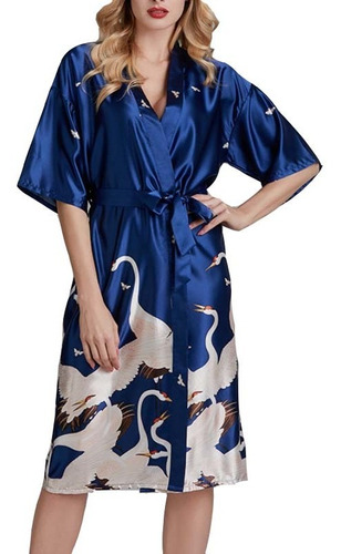Abrigo Kimono Suelto Yukata Largo De Seda Sintética Para Mu